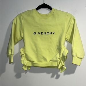 GIVENCHY KIDS Yellow ruffle trim logo print sweatshirt
